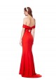 Affordable Stretch Crepe Red Mermaid Off the Shoulder Long Wedding Guest Dress UK