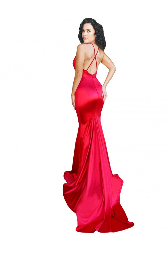 Affordable Stretch Satin Red Mermaid Sweetheart Long Sexy Evening Dress UK