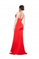 Affordable Stretch Satin Red Sheath Cowl Neck Long Evening Dress UK