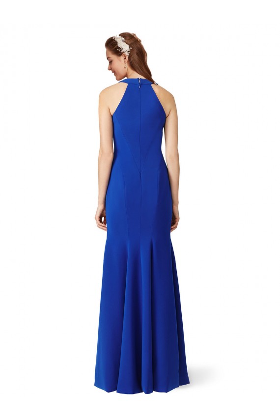 Affordable Stretch Crepe Royal Blue Mermaid V-Neck Long Evening Dress UK