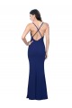 Affordable Stretch Crepe Royal Blue Sheath V-Neck Long Evening Dress UK