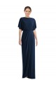 Affordable Spandex Dark Navy Sheath Bateau Neck Long Maxi Evening Dress UK