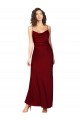 Affordable Silky Satin Burgundy Sheath Cowl Neck Long Sleeveless Evening Dress UK