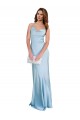 Affordable Silky Satin Light Sky Blue Sheath Cowl Neck Long Evening Dress UK