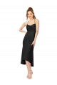 Affordable Silky Satin Black Sheath Cowl Neck Midi Length Sexy Evening Dress UK