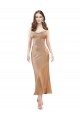 Affordable Silky Satin Rose Gold Sheath Cowl Neck Midi Length Evening Dress UK