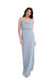 Affordable Stretch Crepe Smoke Blue Sheath Spaghetti Straps Long Evening Dress UK