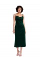 Affordable Stretch Velvet Dark Green Sheath Cowl Neck Midi Length Maxi Evening Dress UK