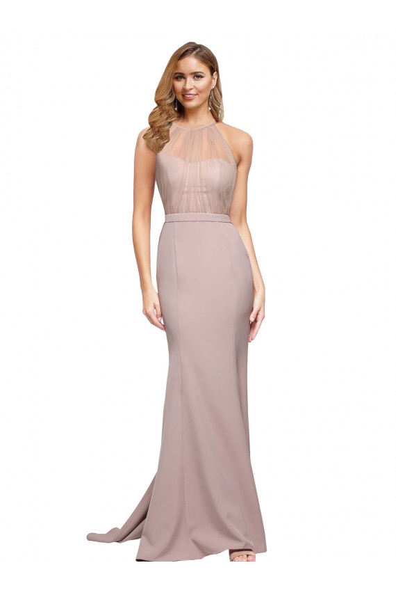 Affordable Stretch Crepe Dusty Pink Sheath Sweetheart Sweep Train Evening Dress UK