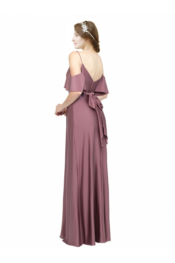 Affordable Silky Satin Sheath Off the Shoulder Long Evening Dress UK