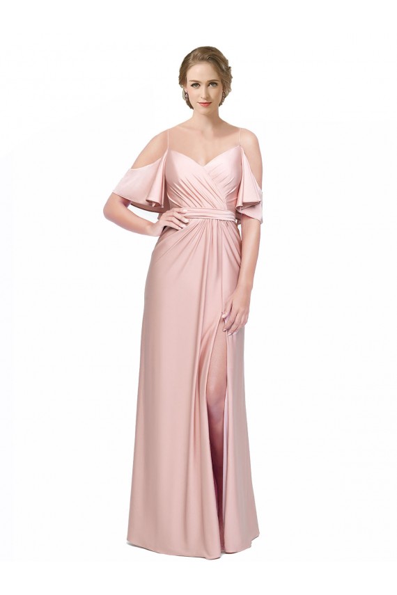 Affordable Silky Satin Sheath Off the Shoulder Long Evening Dress UK