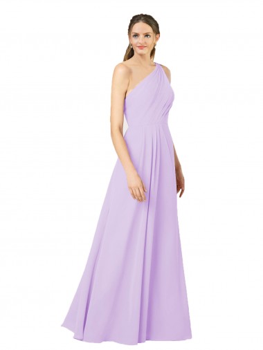 Affordable Soft Chiffon Lilac Sheath One Shoulder Long Evening Dress UK