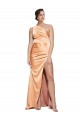 Affordable Stretch Satin Light Copper Sheath One Shoulder Long Evening Dress UK