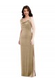 Affordable Stretch Velvet Champagne Sheath One Shoulder Long Maxi Evening Dress UK