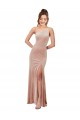 Affordable Stretch Velvet Pink Sheath One Shoulder Long Evening Dress UK