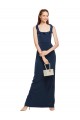 Affordable Stretch Crepe Dark Navy Sheath Scoop Neck Long Evening Dress UK