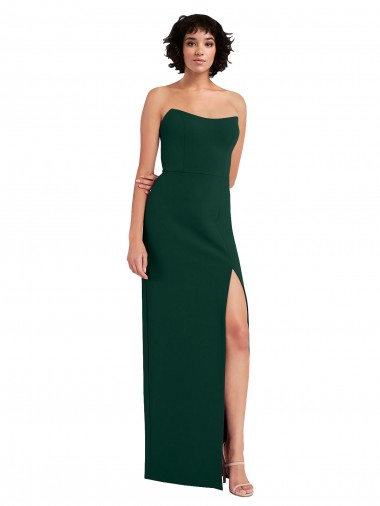 Affordable Stretch Crepe Midnight Green Sheath Scoop Neck Long Evening Dress UK