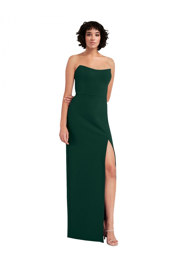 Affordable Stretch Crepe Midnight Green Sheath Scoop Neck Long Evening Dress UK