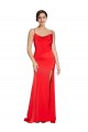 Affordable Stretch Satin Red Sheath Cowl Neck Long Evening Dress UK