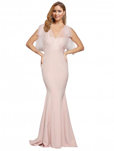 Affordable Stretch Crepe & Tulle Mauve Sheath Sweetheart Long Evening Dress UK