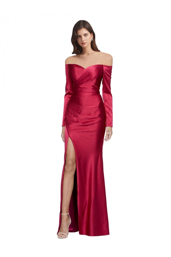 Affordable Stretch Satin Dark Red Sheath Sweetheart Long Evening Dress UK