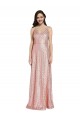 Affordable Sequin Rose Gold Sheath V-Neck Long Evening Dress UK