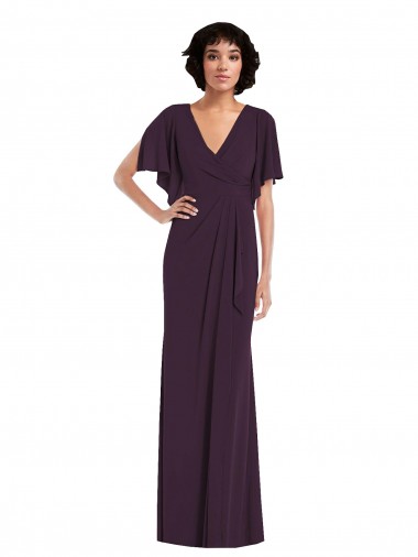 Affordable Spandex Grape Sheath V-Neck Long Maxi Evening Dress UK