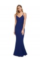 Affordable Stretch Crepe Royal Blue Sheath V-Neck Long Evening Dress UK