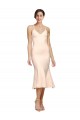 Affordable Stretch Crepe Nude Sheath V-Neck Midi Length Evening Dress UK