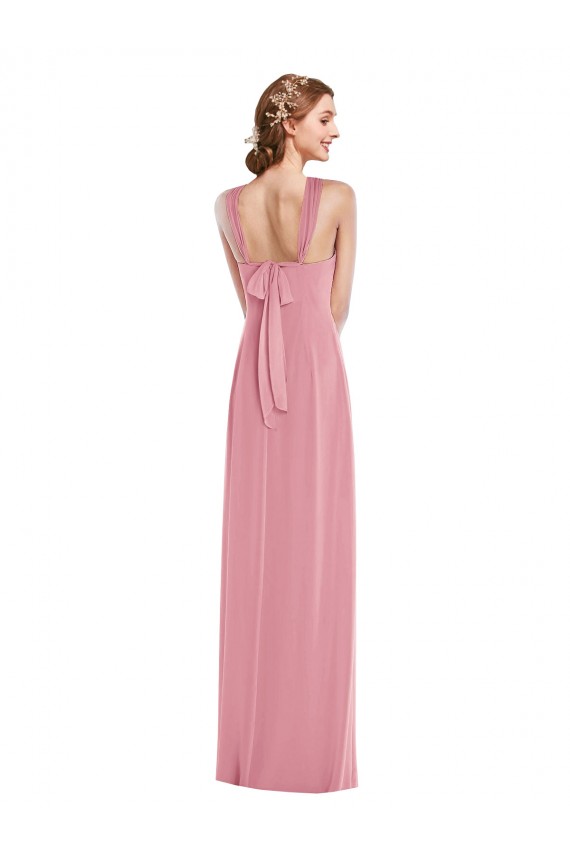 Affordable Soft Chiffon Skin Pink A-Line Halter Neck Long Maxi Evening Dress UK