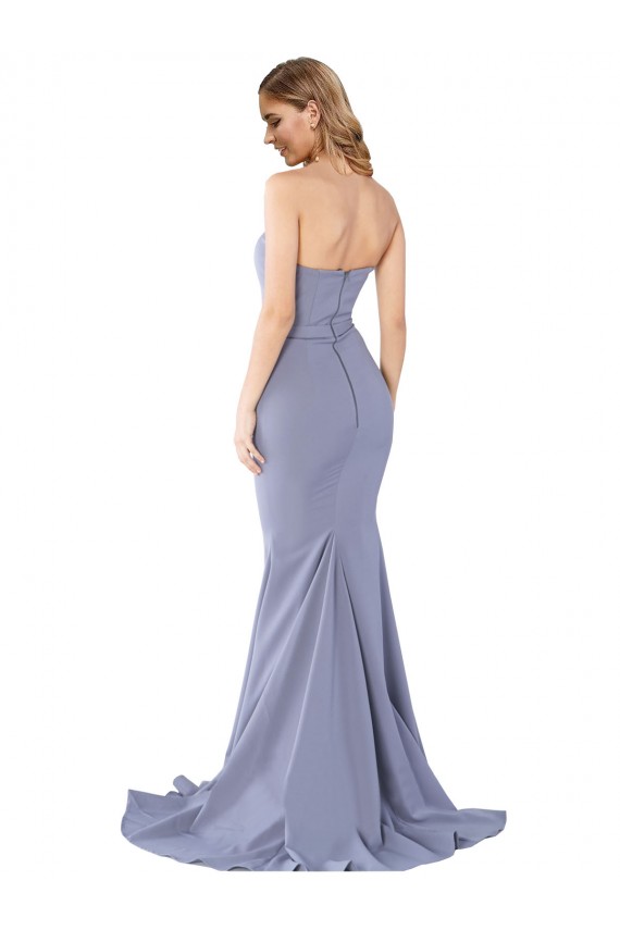 Affordable Stretch Crepe Smoke Blue Mermaid Sweetheart Long Evening Dress UK