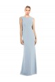 Affordable Stretch Crepe Light Sky Blue Trumpet Bateau Neck Long Sleeveless Semi Formal Evening Dress UK