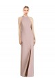 Affordable Stretch Crepe Dusty Pink Trumpet Halter Neck Long Semi Formal Evening Dress UK