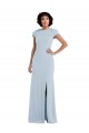 Affordable Stretch Crepe Light Sky Blue Trumpet Jewel Neck Long Semi Formal Evening Dress UK