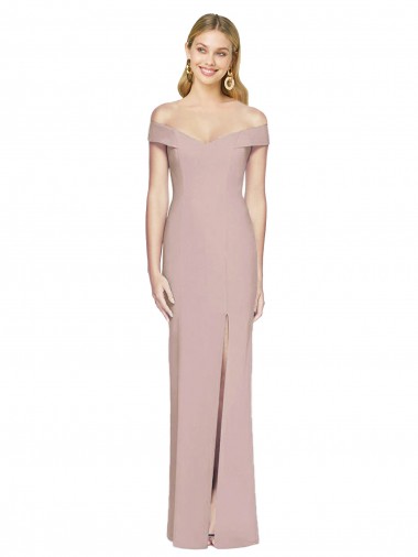 Affordable Stretch Crepe Dusty Pink Trumpet Off the Shoulder Long Semi Formal Evening Dress UK