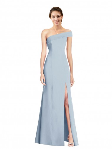 Affordable Stretch Crepe Light Sky Blue Trumpet Off the Shoulder Long Wedding Party Dress UK