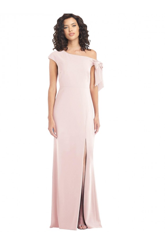 Affordable Stretch Crepe Pink Trumpet Off the Shoulder Long Maxi Evening Dress UK