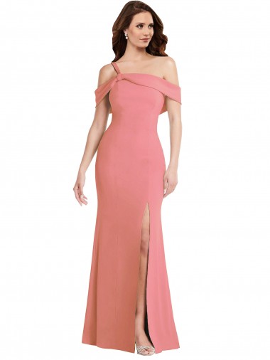 Affordable Stretch Crepe Hot Pink Trumpet One Shoulder Long Maxi Evening Dress UK