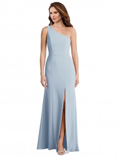 Affordable Stretch Crepe Light Sky Blue Trumpet One Shoulder Long Evening Dress UK