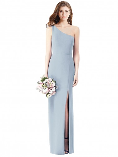 Affordable Stretch Crepe Light Sky Blue Trumpet One Shoulder Long Semi Formal Evening Dresses UK