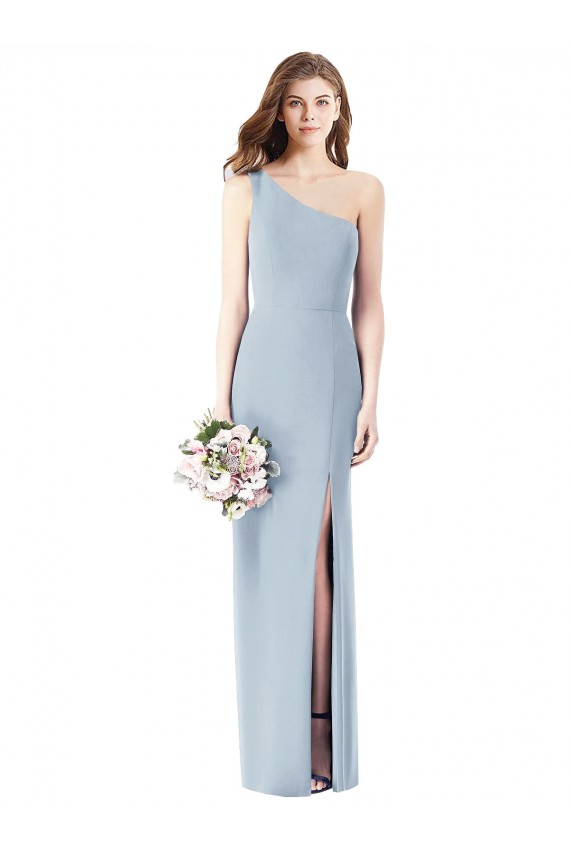 Affordable Stretch Crepe Light Sky Blue Trumpet One Shoulder Long Semi Formal Evening Dresses UK