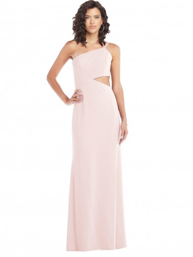 Affordable Stretch Crepe Pink Trumpet One Shoulder Long Maxi Evening Dress UK