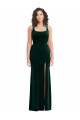 Affordable Stretch Velvet Dark Green Trumpet Square Neck Long Maxi Evening Dress UK