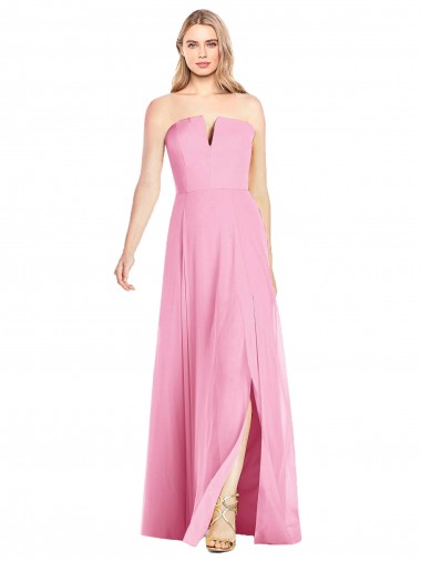 Affordable Soft Chiffon Hot Pink Trumpet V-Neck Long Maxi Evening Dress UK