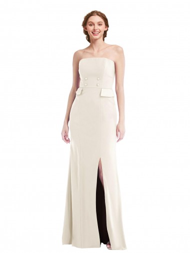 Affordable Stretch Crepe Ivory Trumpet Strapless Long Semi Formal Evening Dress UK