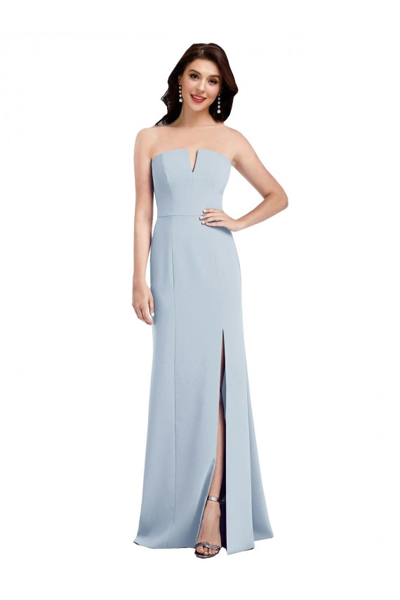 Affordable Stretch Crepe Light Sky Blue Trumpet V-Neck Long Semi Formal Evening Gown UK