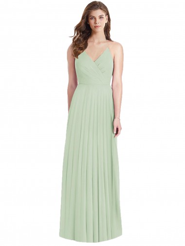 Affordable Soft Chiffon Sage Trumpet Spaghetti Straps Long Maxi Evening Dress UK