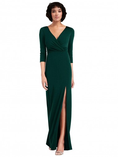 Affordable Spandex Dark Green Trumpet V-Neck Long Maxi Evening Dress UK