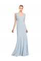 Affordable Stretch Crepe Light Sky Blue Trumpet V-Neck Long Semi Formal Bridal Party Dress UK