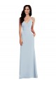 Affordable Stretch Crepe Light Sky Blue Trumpet Spaghetti Straps Long Maxi Evening Dress UK